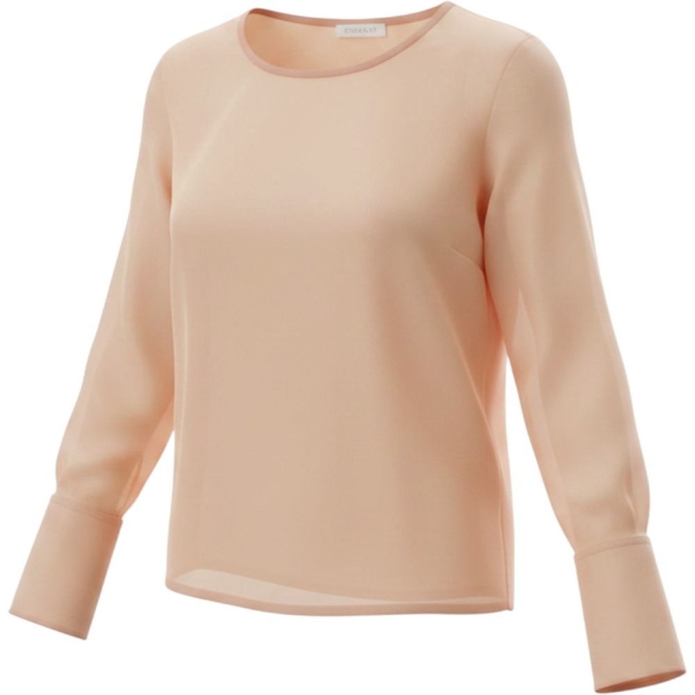 Chigant Womens XL Peach Pink Long‎ Sleeve Blouse Keyhole Back Wide Button Cuffs